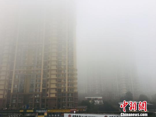 武汉城区早晨雾气弥漫 马芙蓉 摄