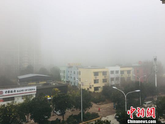 武汉城区早上浓雾弥漫 马芙蓉 摄