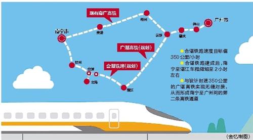 合湛铁路力争年底开工，建成后将连通南宁湛江，与广湛高铁实现无缝对接